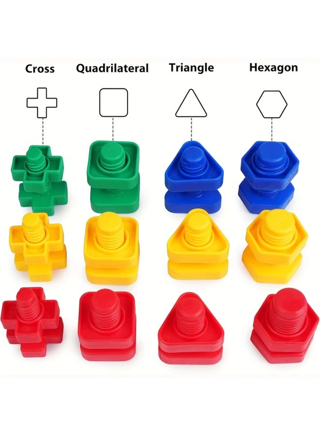 20pcs Fine Motor Skills Toys For Kids Nuts And Bolts Shapes Colors Matching Building Construction Game - Image 3